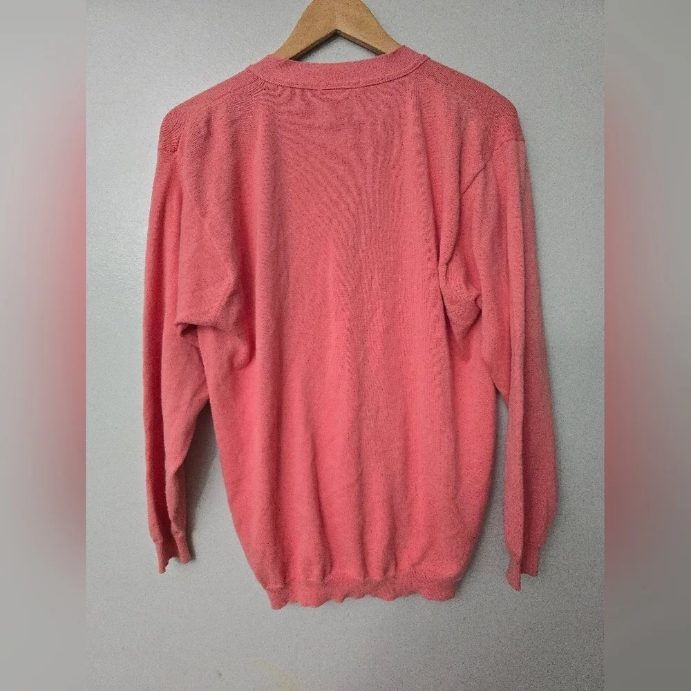Brooks Brothers Cardigan Sweater Size M Starburst Pink Button Up V Neck
